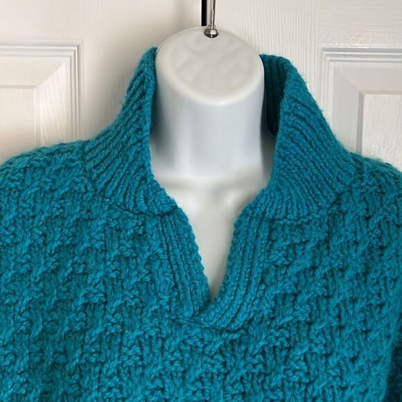 Women’s Handmade Teal Blue Wool Blend Sweater Size M/L (see measurements) - Picture 2 of 9